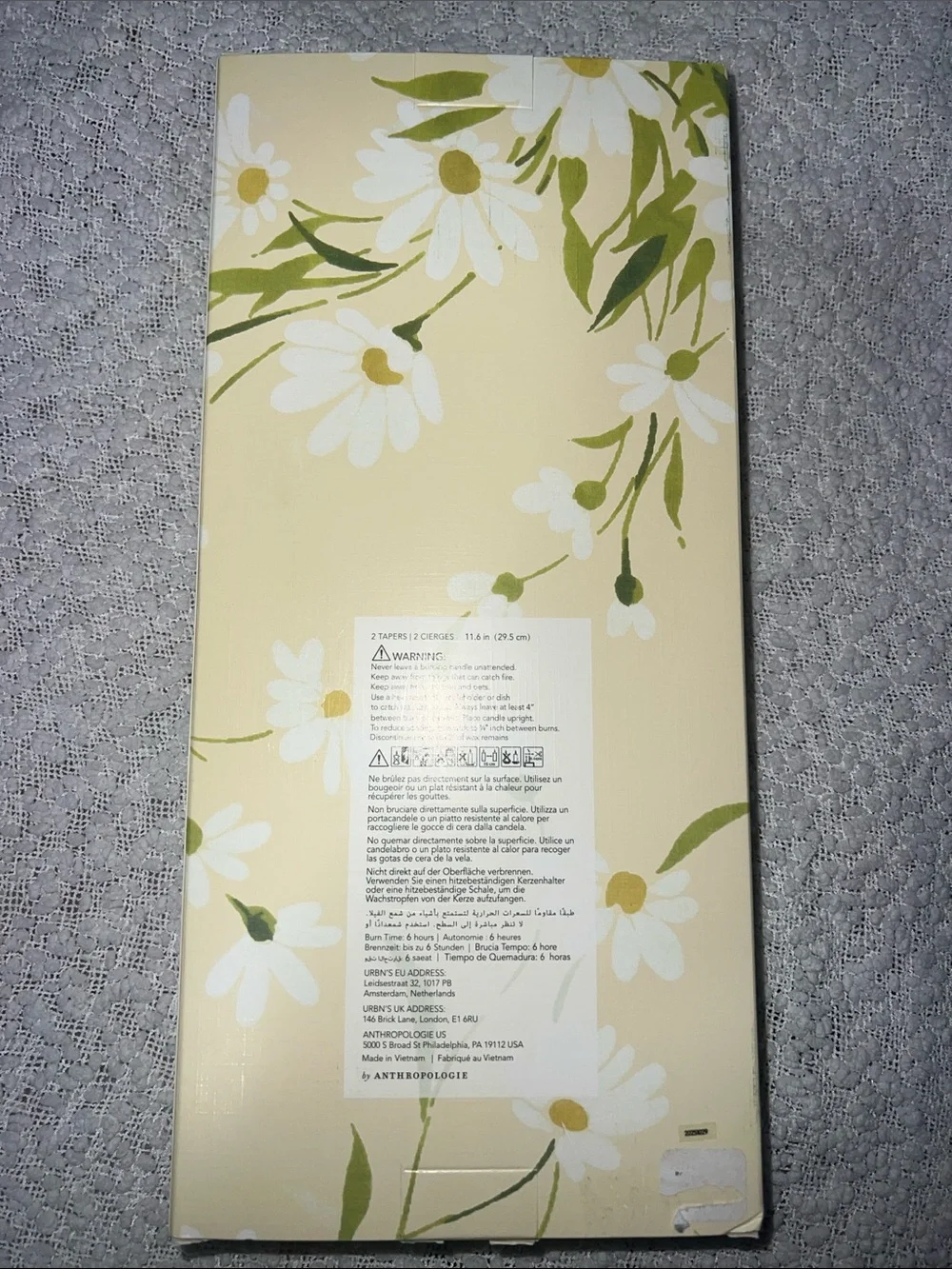 Anthropologie Fleur Daisy Taper Candles - set of 2